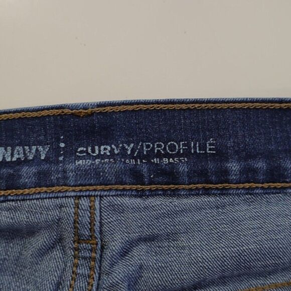Old Navy Curvy Profile Blue Denim High Rise Jeans 14S 35/29 Whiskering - Picture 6 of 7